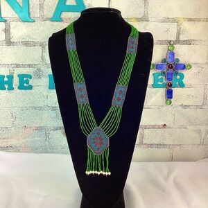 Handmade Necklace Seed Bead Boho American Style Nativ Beaded Multi Strand